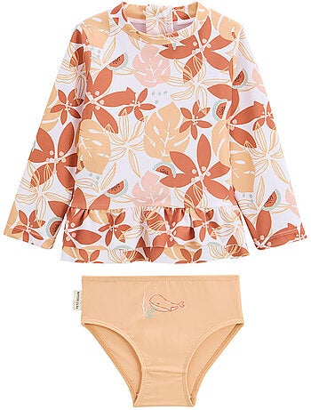 Maillot de bain bébé 2 pièces t-shirt de protection UV et culotte Cassis