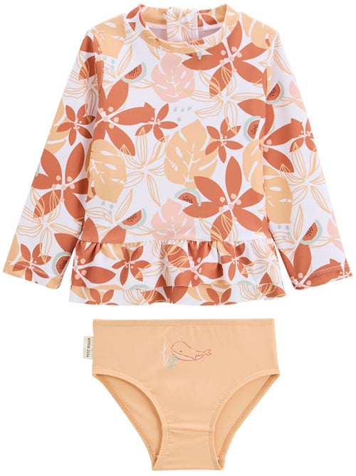 Maillot de bain bébé 2 pièces t-shirt de protection UV et culotte Cassis - Kiabi