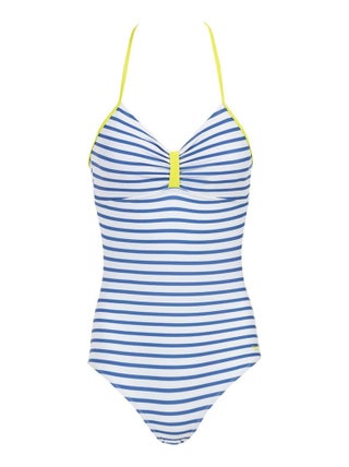 Maillot de bain blanc rayé bleu Femme - Terre de Marins