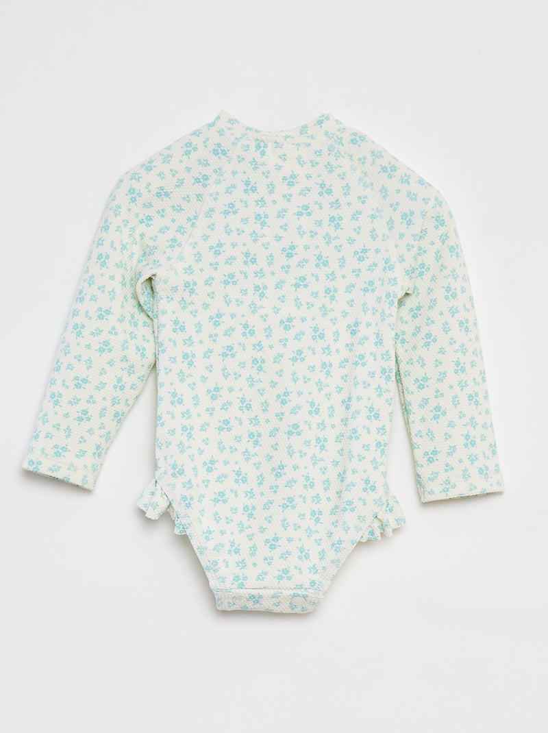Maillot de bain body avec manches longues BLANC - Kiabi