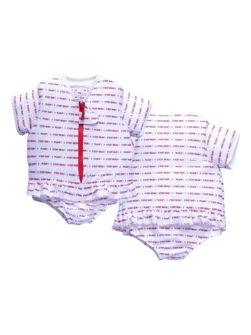 Maillot de Bain Butterfly Enfant avec Flotteurs - Accessoire de Natation Fille Blanc Rouge - Kiabi