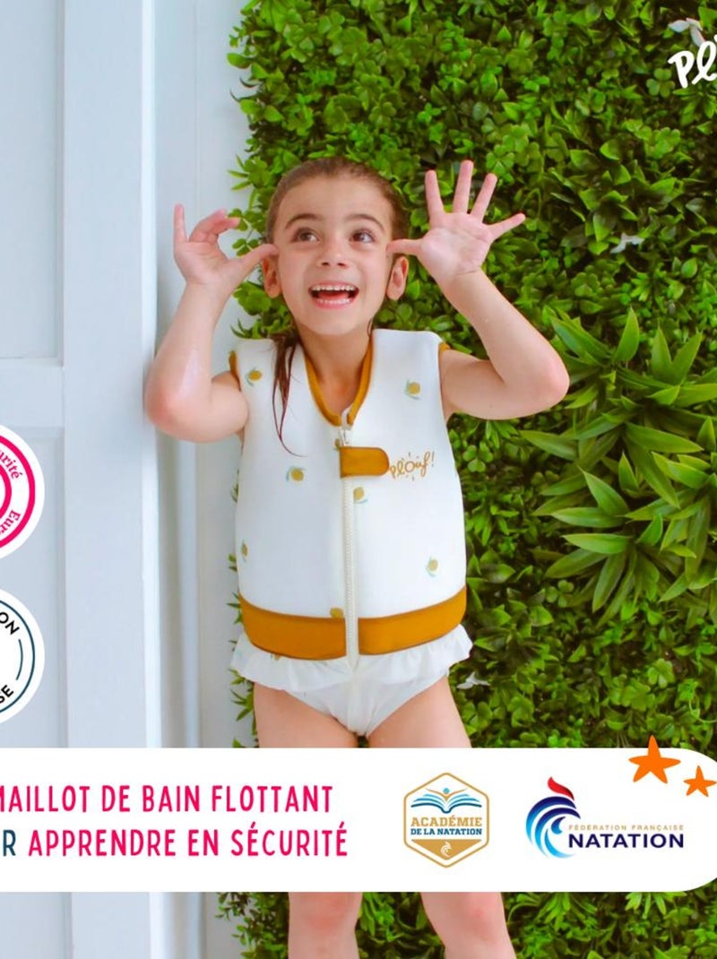 Maillot de Bain Citron Enfant avec Flotteurs - Accessoire de Natation Fille Blanc cassé - Kiabi