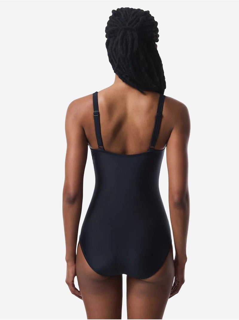 Maillot de bain corseté froncé gainant ventre et taille penti Noir - Kiabi