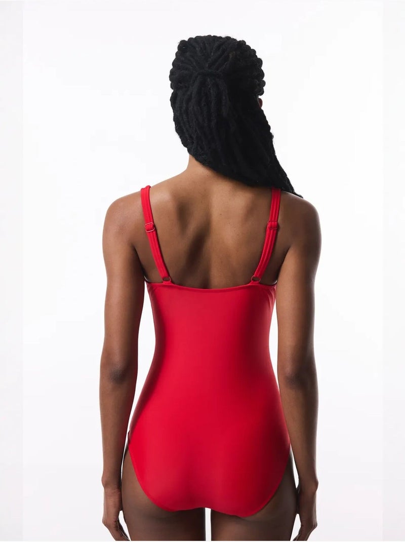 Maillot de bain corseté froncé gainant ventre et taille penti Rouge - Kiabi