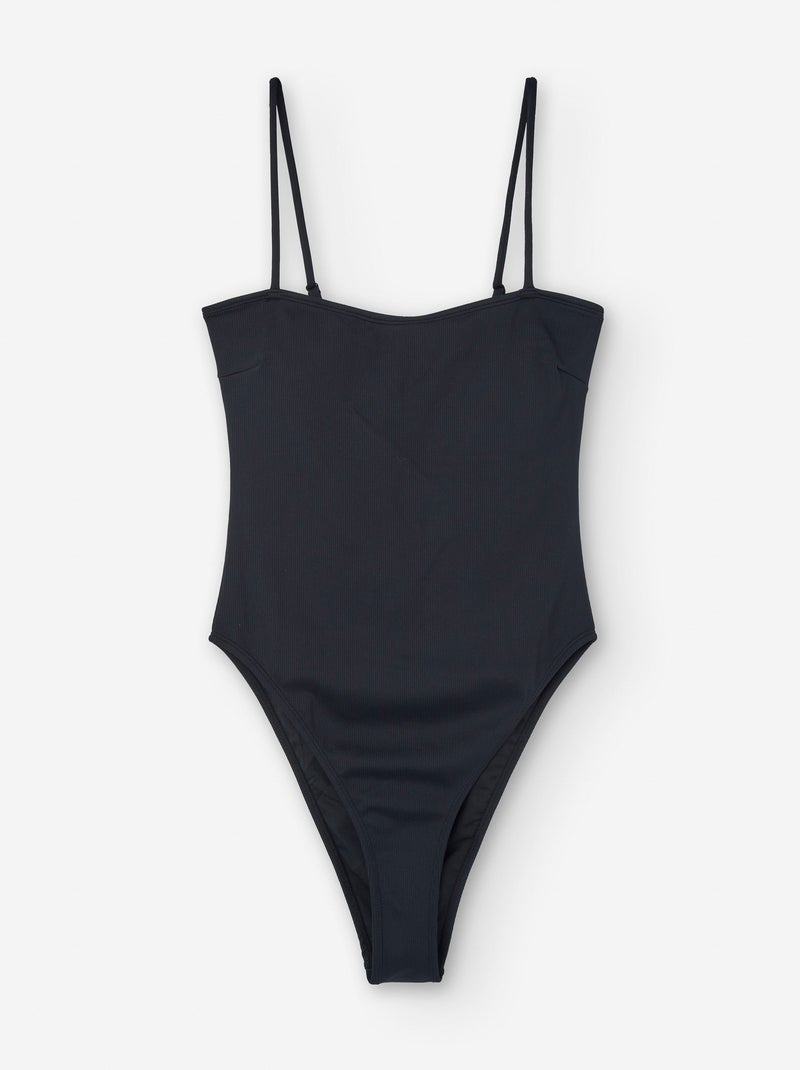 Maillot de Bain Côtelé Noir - Kiabi