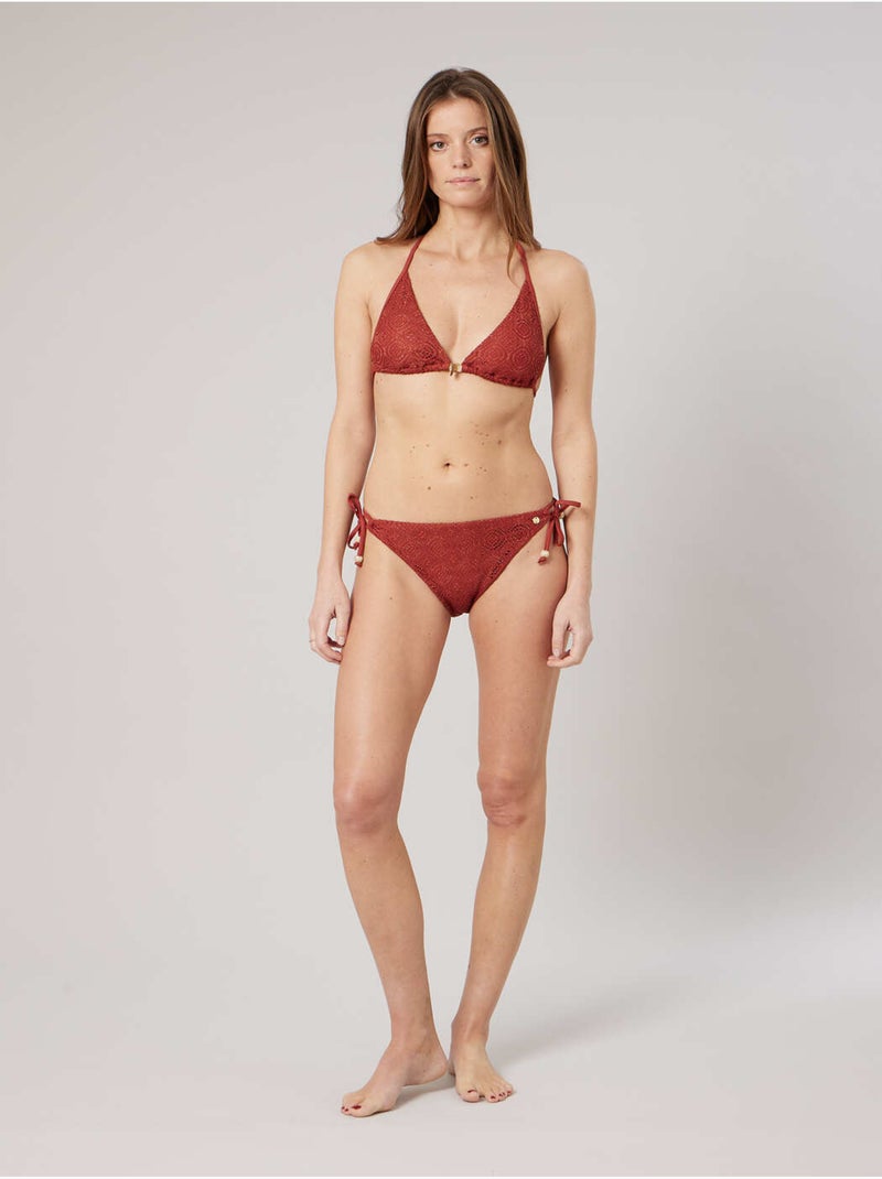 Maillot de bain deux pièces femme effet crochet 'Deeluxe' Saumon - Kiabi