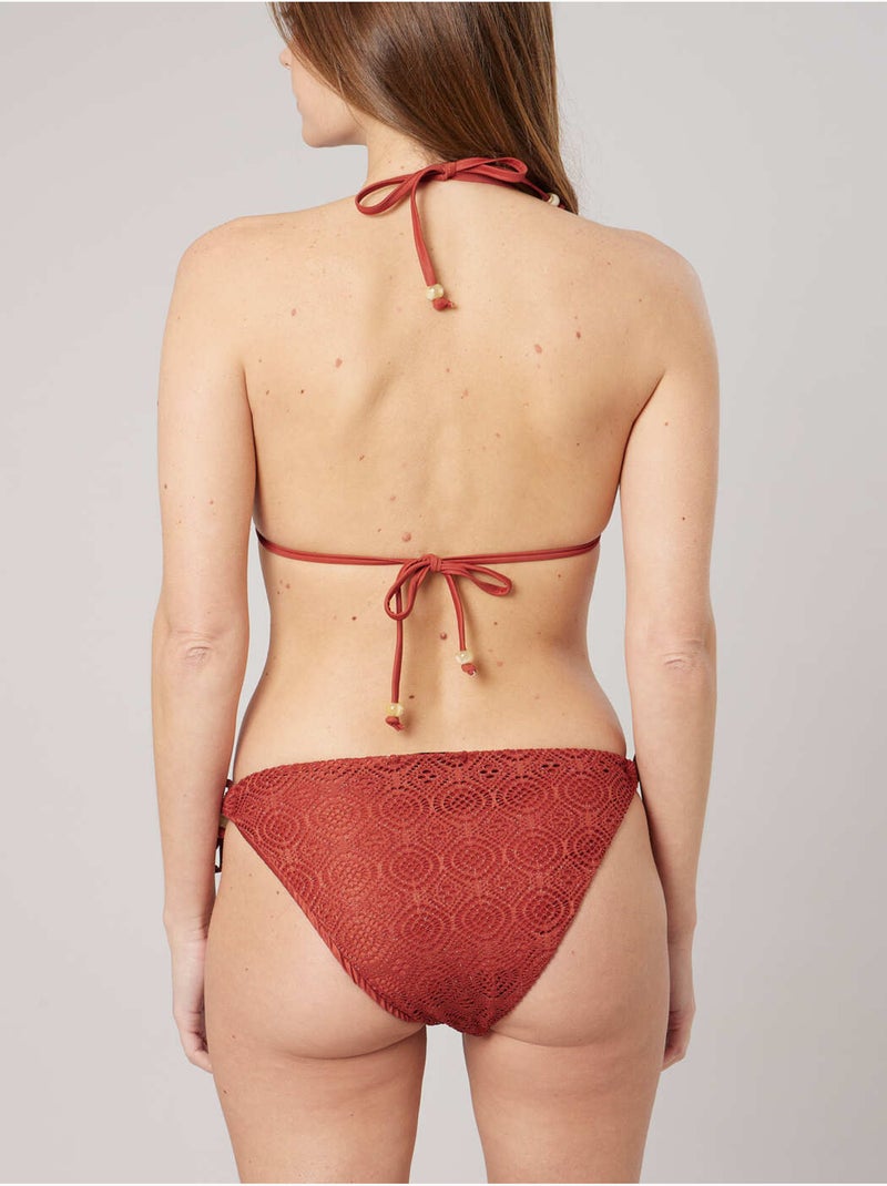 Maillot de bain deux pièces femme effet crochet 'Deeluxe' Saumon - Kiabi