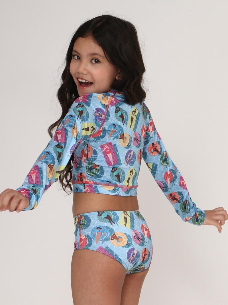 Maillot de bain deux pièces fille Bem estar UV Line Multicolore - Kiabi