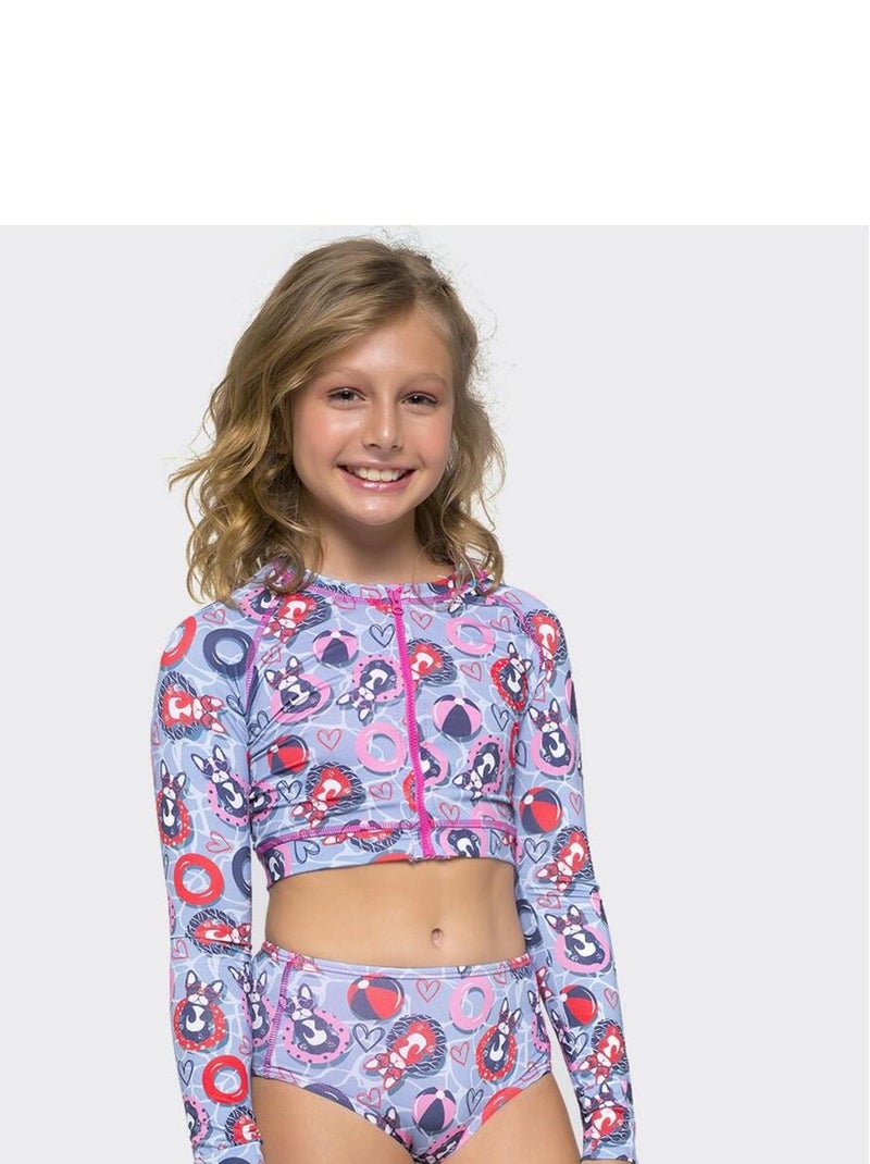 Maillot de bain deux pièces fille Movimentando-se UV Line Violet - Kiabi