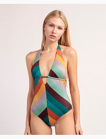 Maillot de bain dos nu ADMAS pour femme, doré, été, à nouer