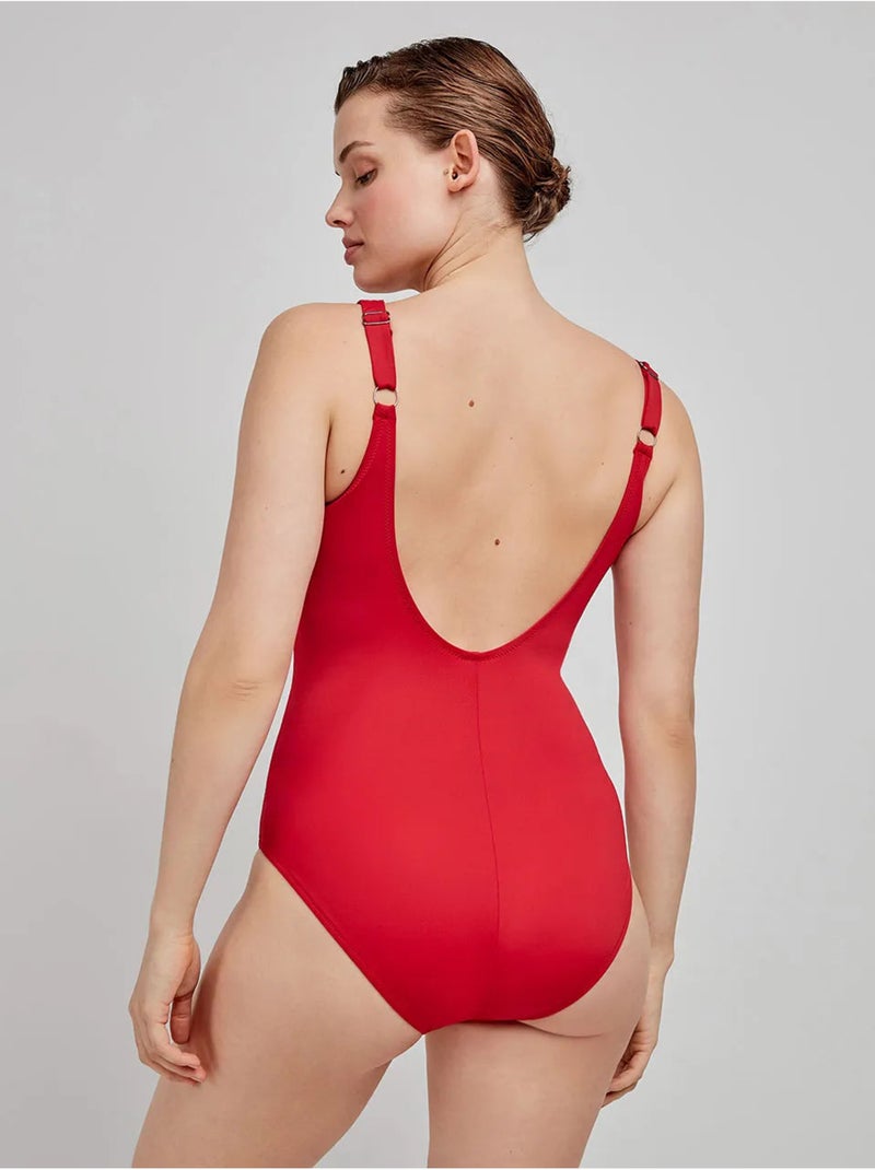 Maillot de bain effet contrôle sans armature Rouge - Kiabi