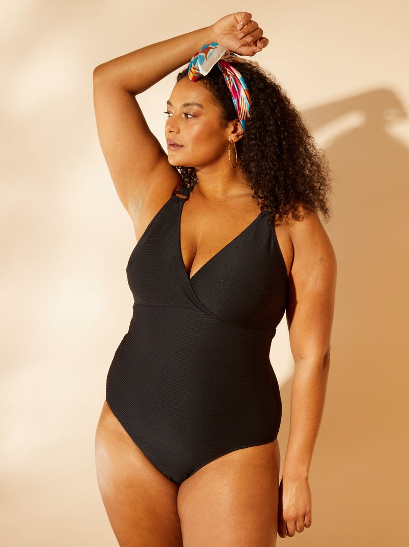 Maillot de bain effet plissé - 1 pièce noir - Kiabi
