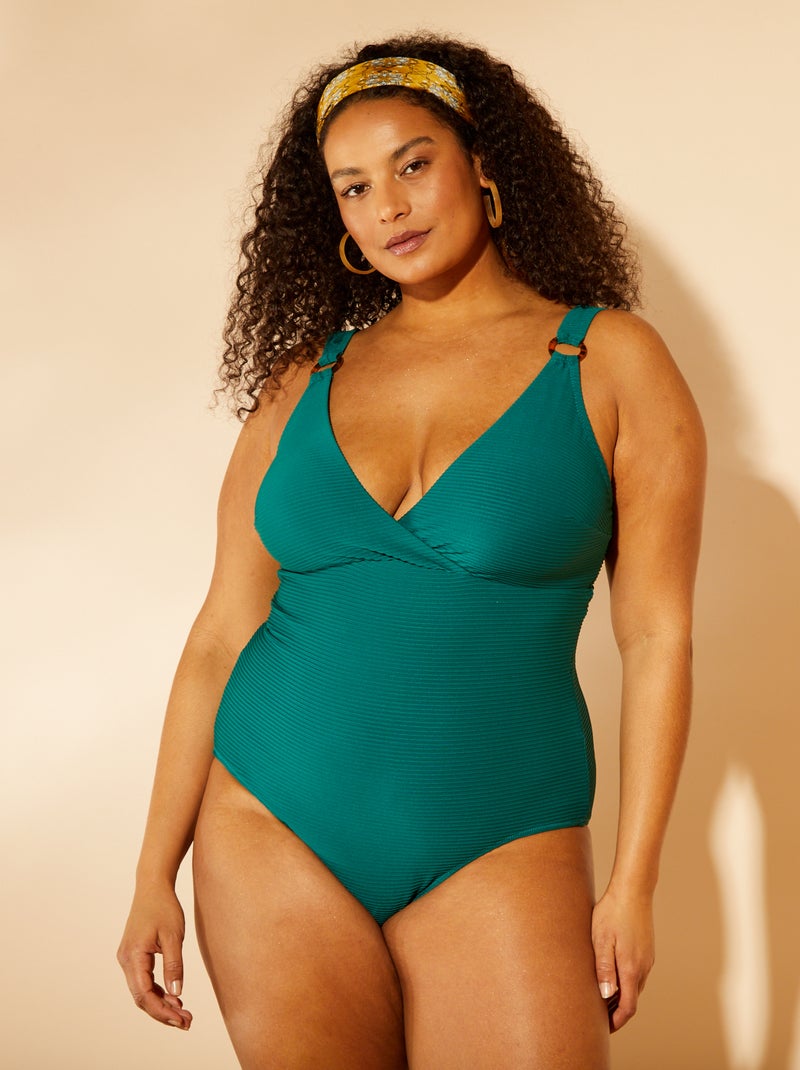 Maillot de bain effet plissé - 1 pièce Vert - Kiabi