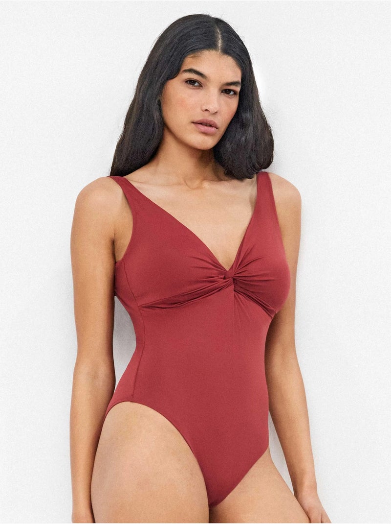 Maillot de bain effet sculptant sans armature Bordeaux - Kiabi