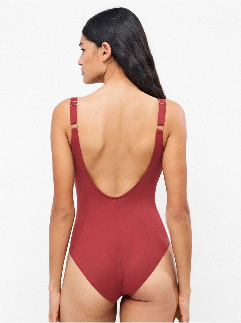 Maillot de bain effet sculptant sans armature Bordeaux - Kiabi