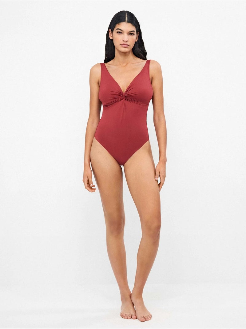Maillot de bain effet sculptant sans armature Bordeaux - Kiabi