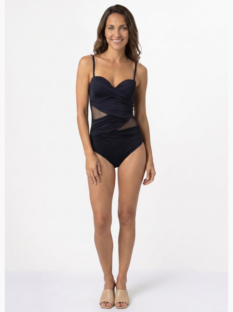 Maillot de bain empiècements résille - AFIBEL Noir - Kiabi