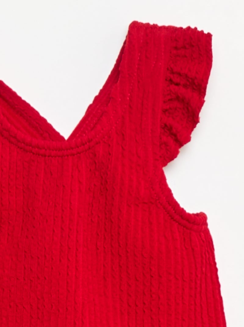 Maillot de bain en maille uni Rouge - Kiabi