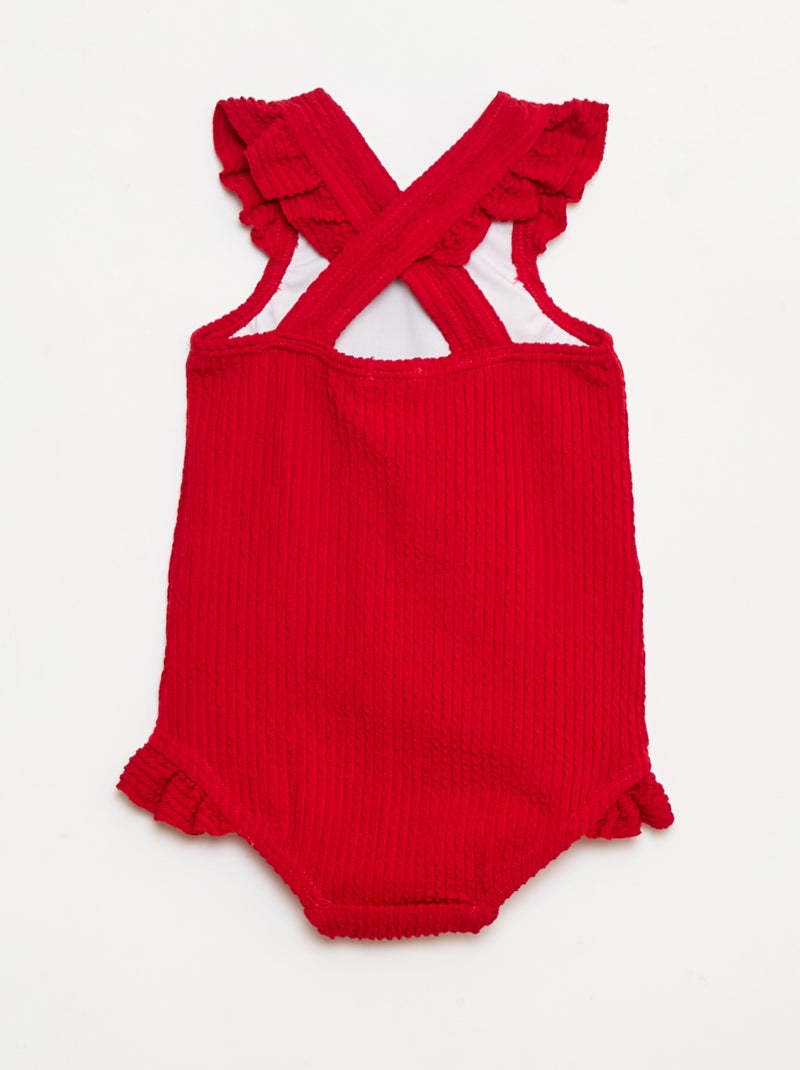 Maillot de bain en maille uni Rouge - Kiabi