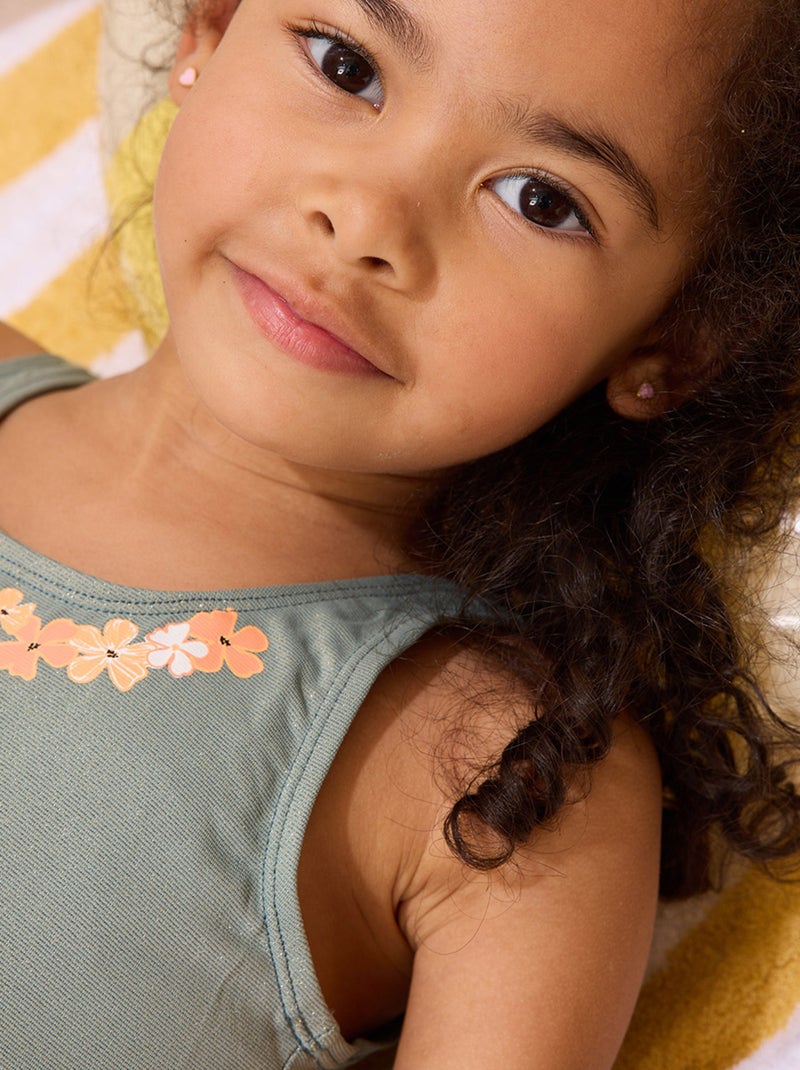 Maillot de bain enfant 1 pièce Fleur Vert - Kiabi