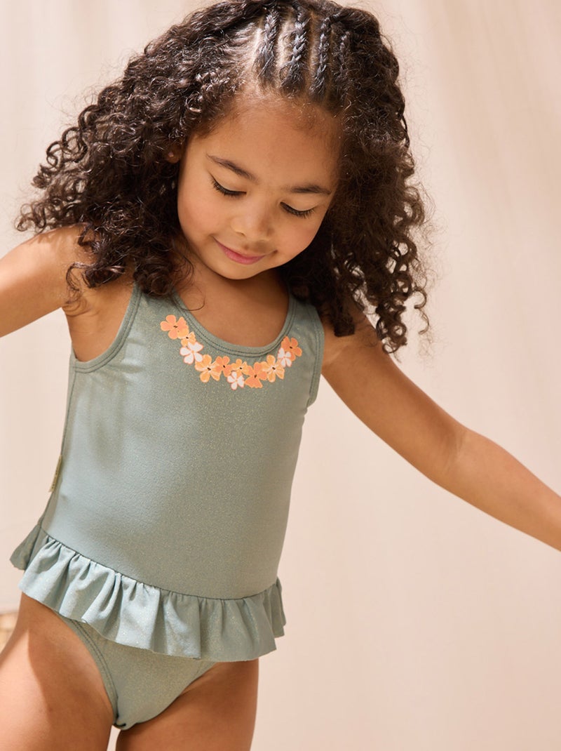 Maillot de bain enfant 1 pièce Fleur Vert - Kiabi