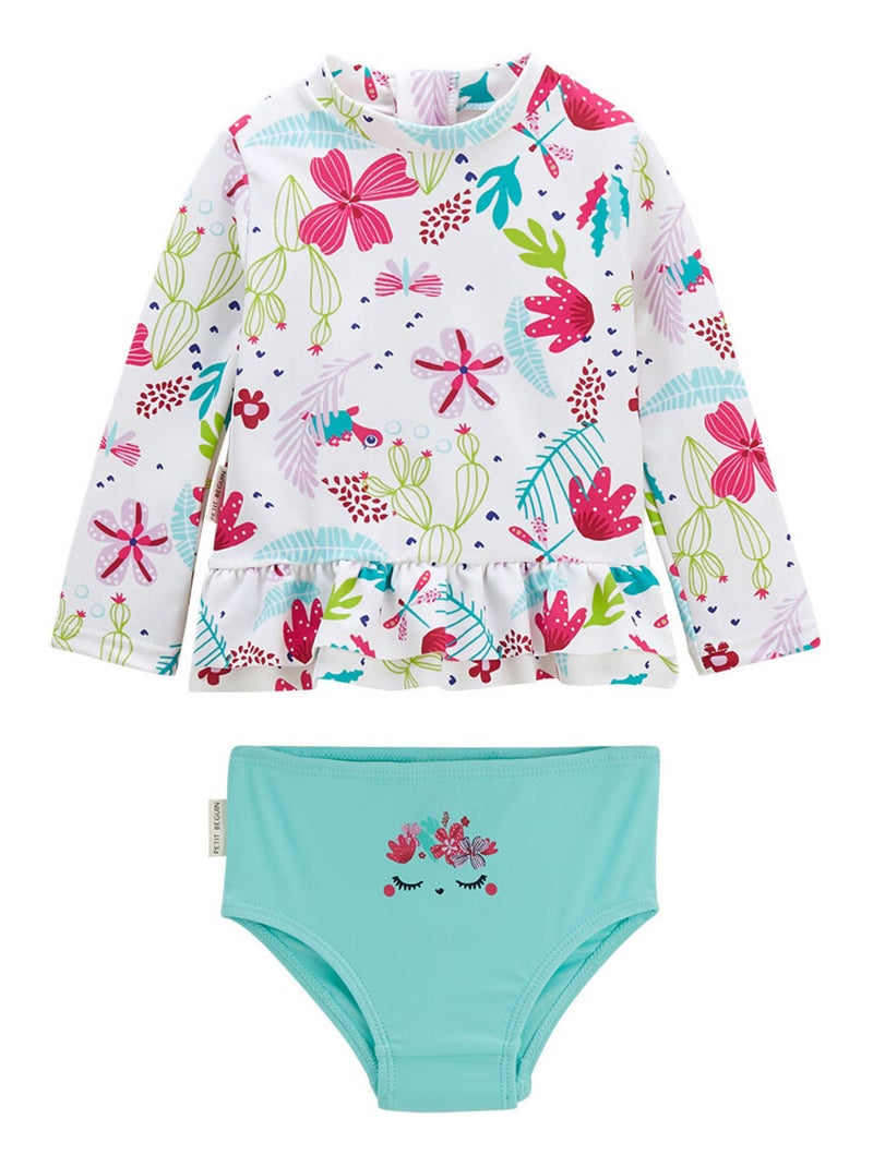 Maillot de bain enfant 2 pièces t-shirt de protection UV & culotte Tropic Coco Bleu - Kiabi