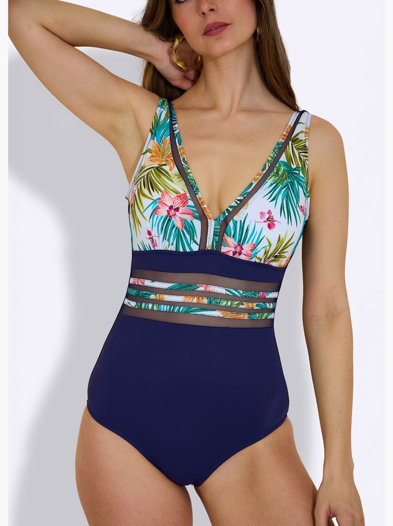 Maillot de bain exotique et uni, 1 pièce - AFIBEL Bleu marine - Kiabi