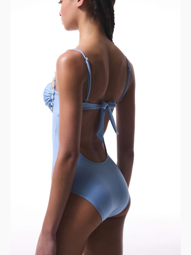 Maillot de bain femme à boucle penti Bleu ciel - Kiabi