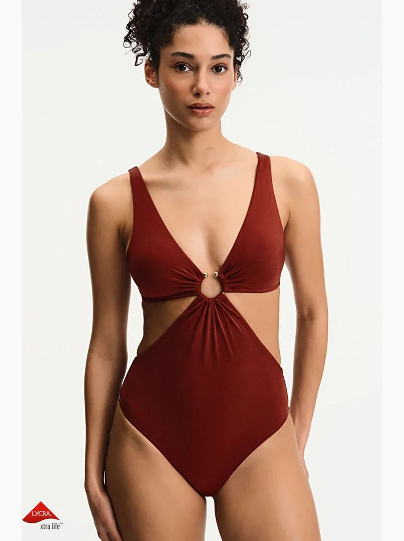 Maillot de bain femme erica scintillant penti Rouge bordeaux - Kiabi
