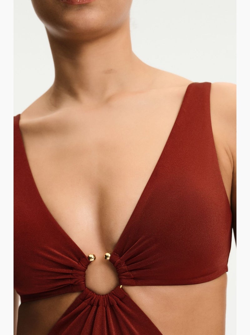 Maillot de bain femme erica scintillant penti Rouge bordeaux - Kiabi