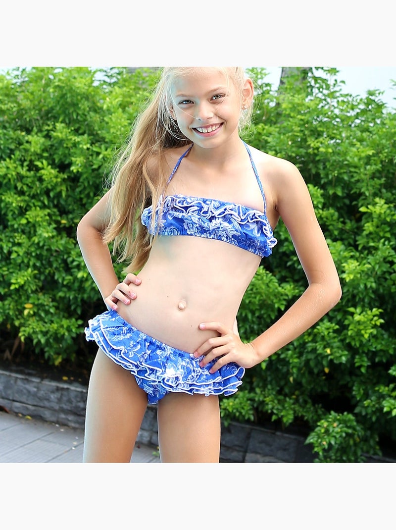 Maillot de Bain Fleuri   et    2 pièces  SWAN - La Faute à Voltaire Bleu roi - Kiabi