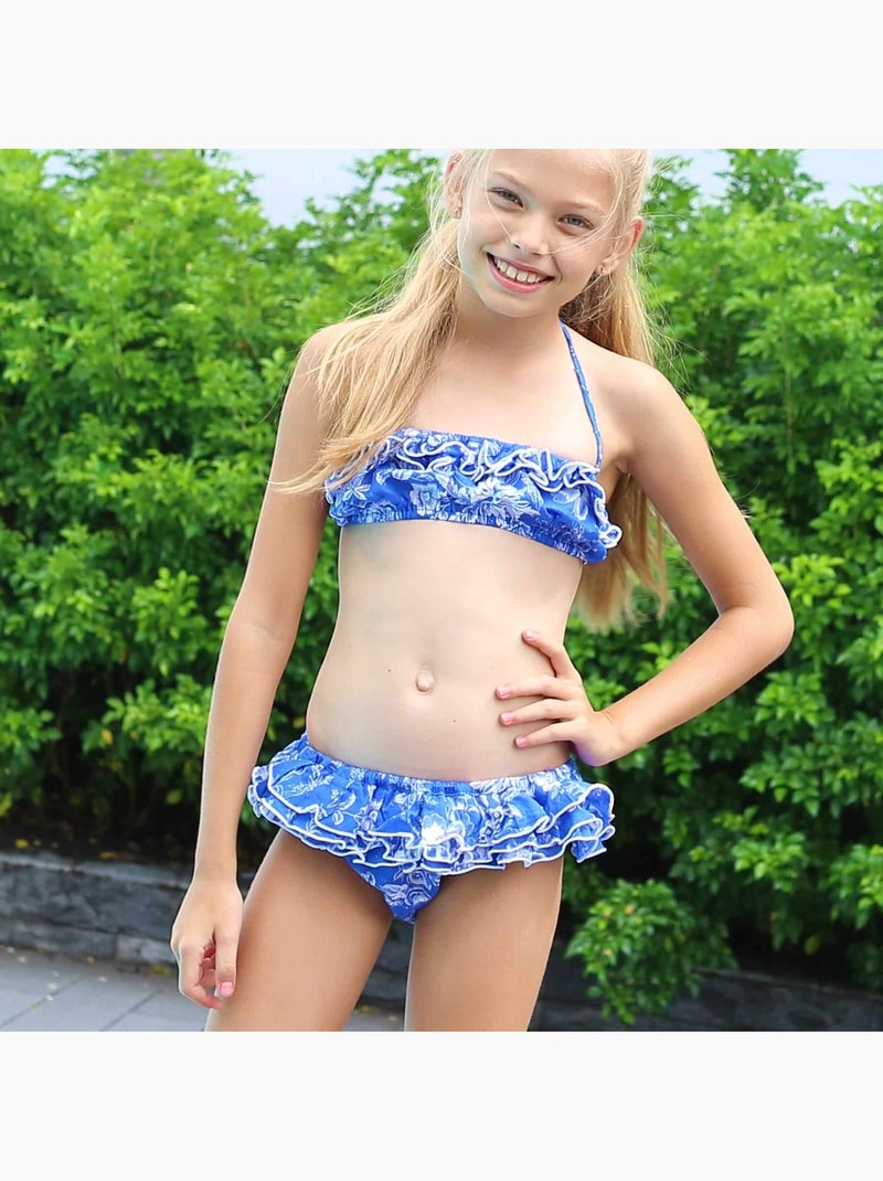 Maillot de Bain Fleuri   et    2 pièces  SWAN - La Faute à Voltaire Bleu roi - Kiabi