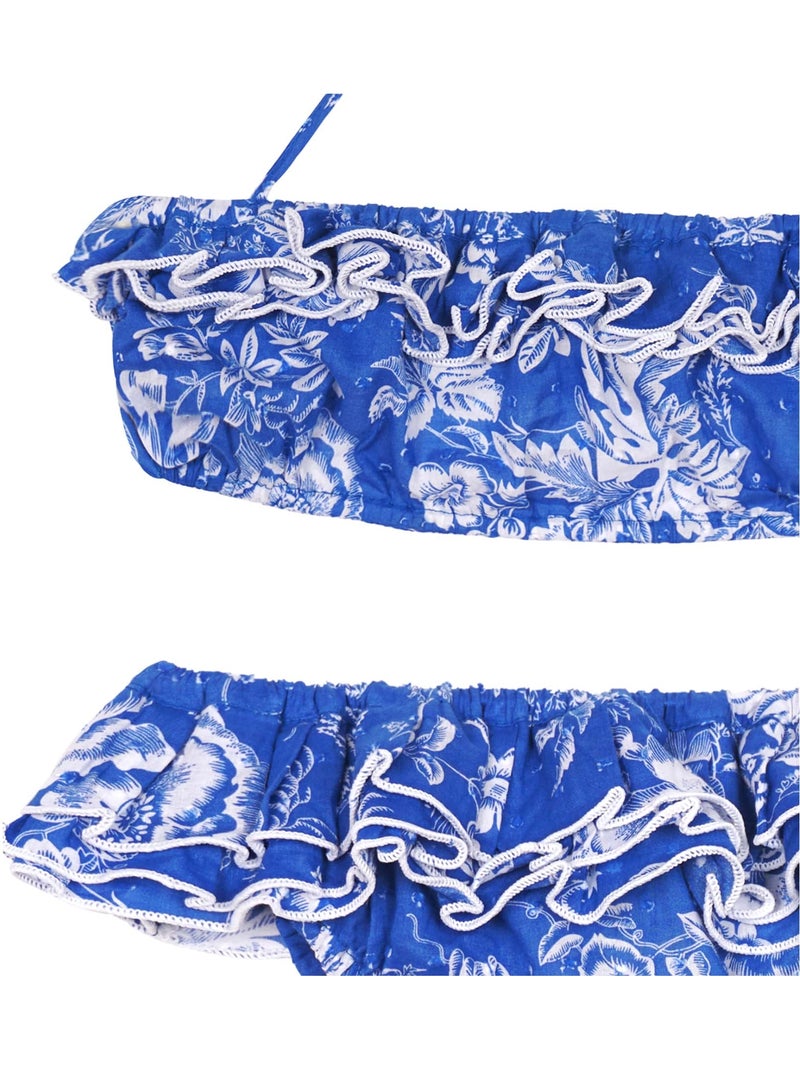 Maillot de Bain Fleuri   et    2 pièces  SWAN - La Faute à Voltaire Bleu roi - Kiabi
