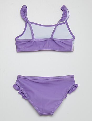 Maillot De Bain 2 Pièces Pour Fille Taille Haute - Col En V, Bretelles Réglables, 92% Polyester 8% élasthanne
