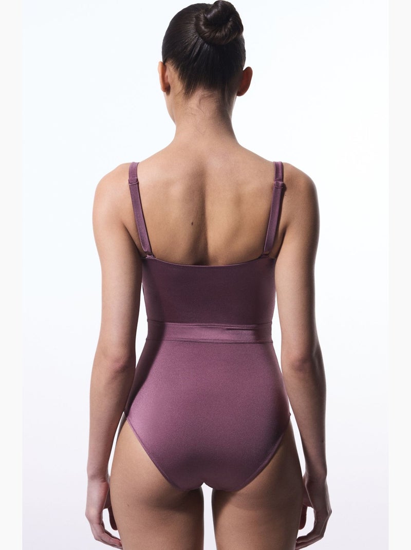 Maillot de bain gainant dina rose à boucle penti Mauve - Kiabi