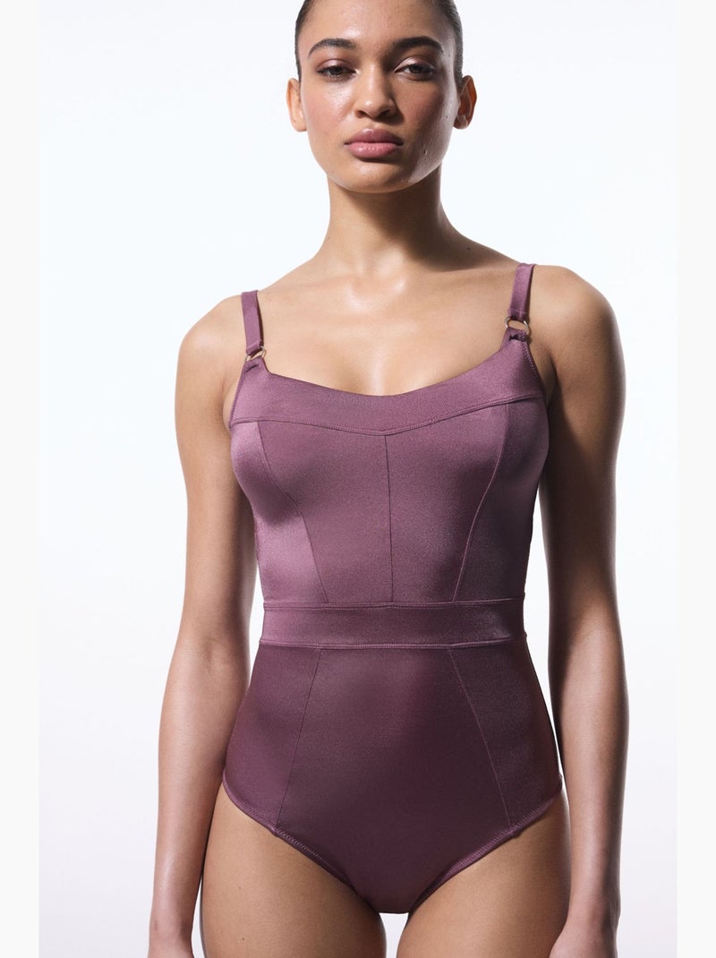 Maillot de bain gainant dina rose à boucle penti Mauve - Kiabi