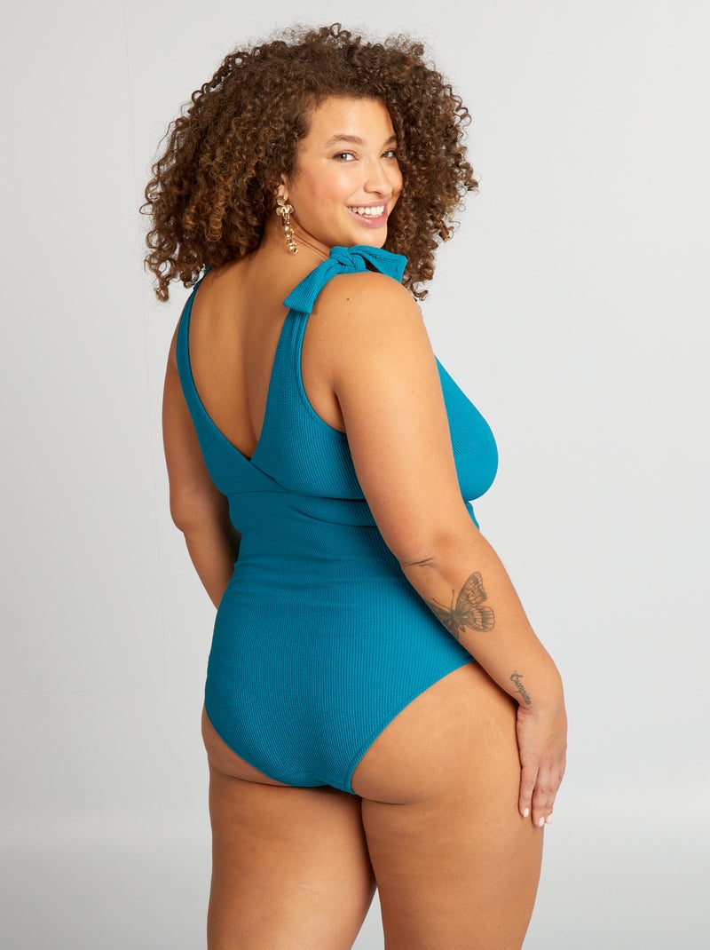 Maillot de bain gaufré - 1 pièce bleu - Kiabi