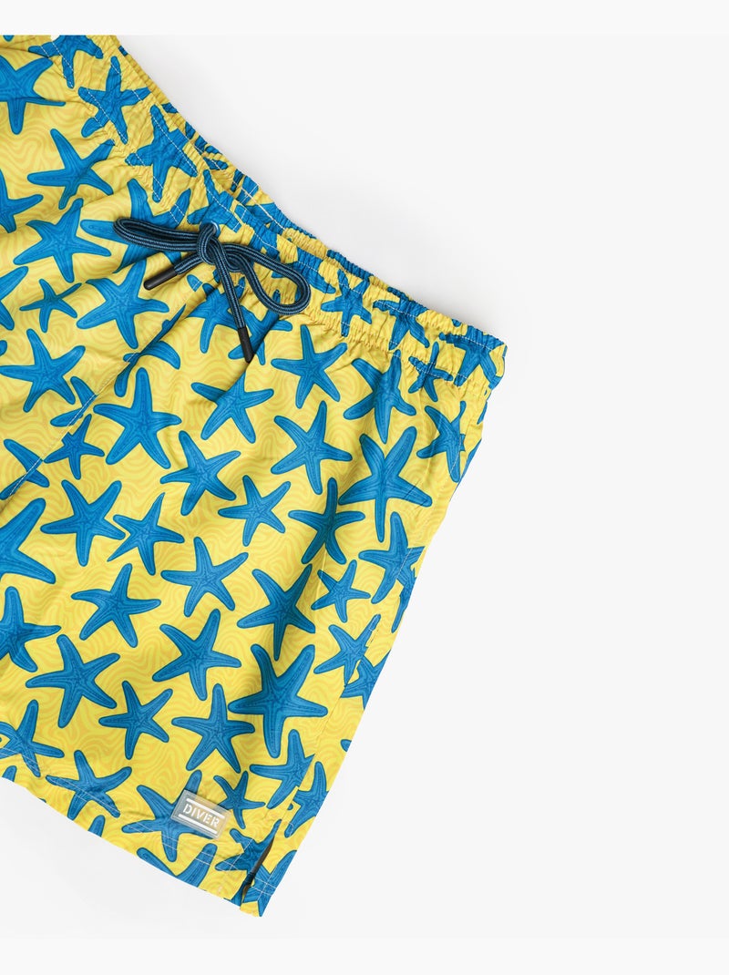 Maillot de bain homme DIVER Étoile de mer Bleu Jaune - Kiabi