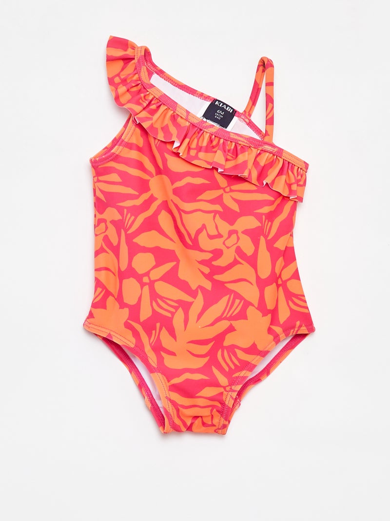Maillot de bain imprimé one shoulder Rose - Kiabi