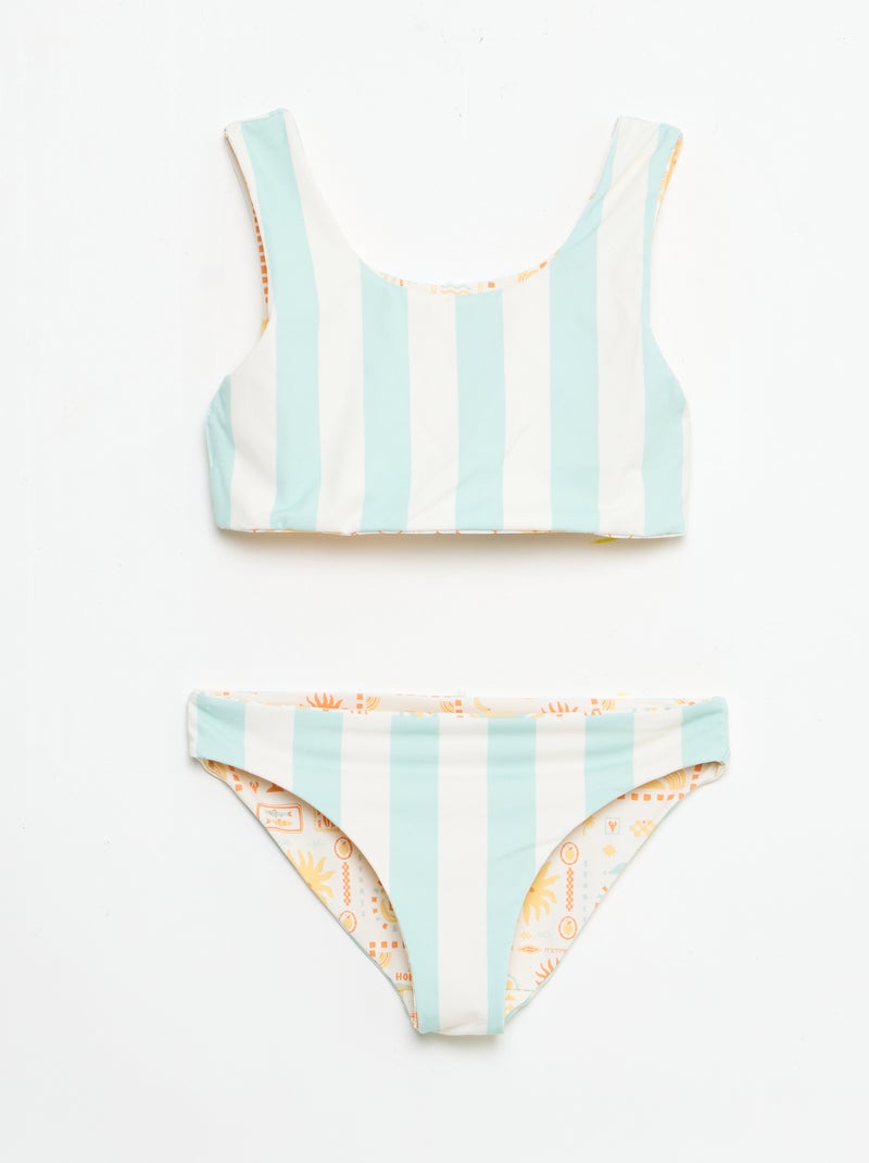 Maillot de bain imprimé réversible - 2 pièces Blanc - Kiabi
