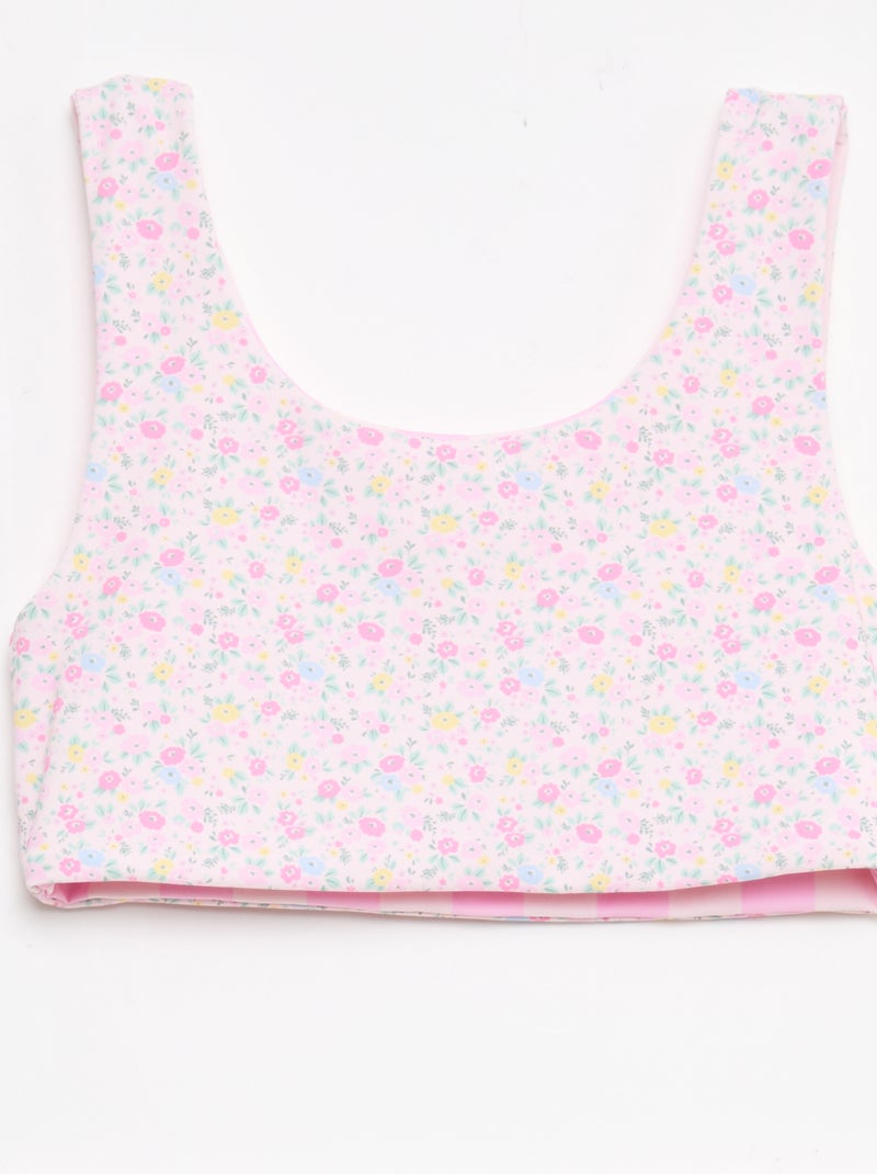 Maillot de bain imprimé réversible - 2 pièces Rose - Kiabi