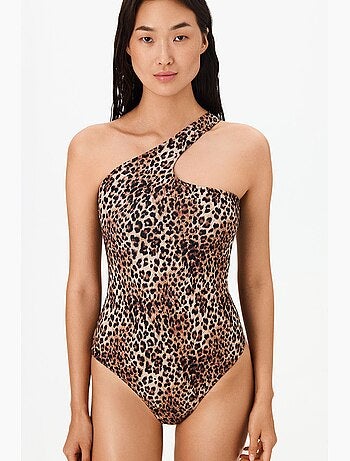 Maillot de bain leo une épaule imprimé léopard penti