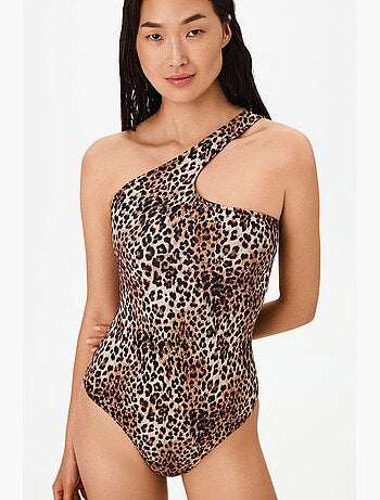 Maillot de bain leo une épaule imprimé léopard penti
