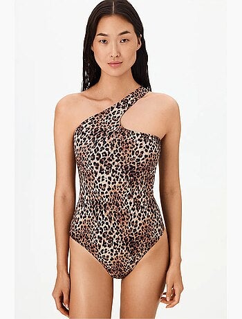 Maillot de bain leo une épaule imprimé léopard penti