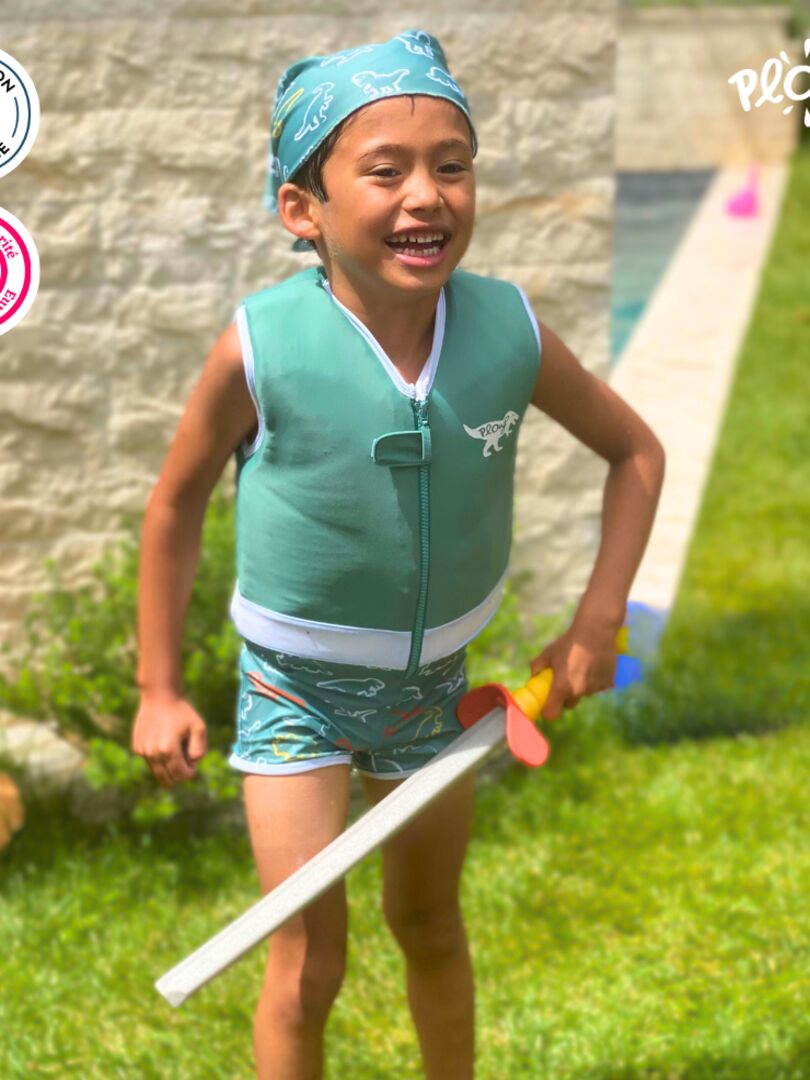 Maillot de Bain Loulou Enfant avec Flotteurs - Accessoire de Natation Garçon Vert anis - Kiabi