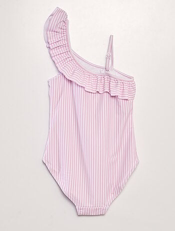 Maillot De Bain Fille Justice - Une Pièce Rayures Roses Et Pois Blancs - Taille 6 NEUF
