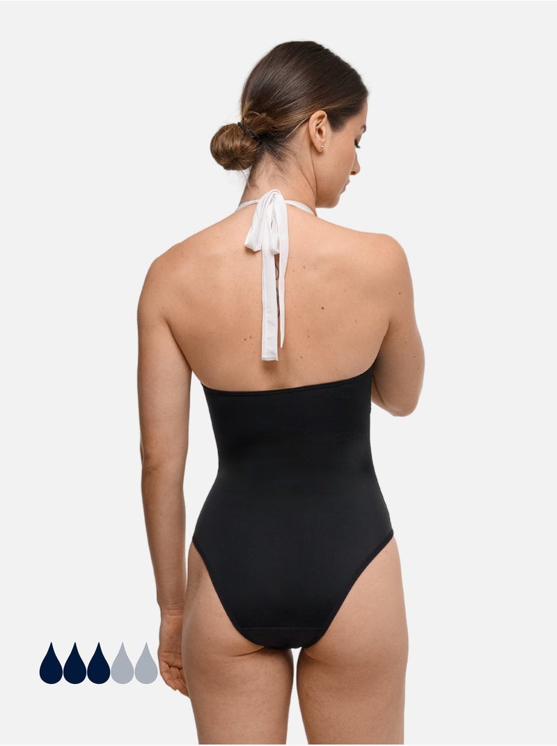 Maillot de Bain Menstruel 1 Pièce - Femme & Ado - Flux Moyen - Alba - SORIO Noir Blanc - Kiabi