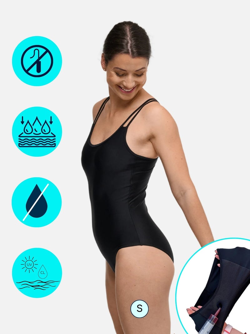 Maillot de bain Menstruel 1 pièce - Femme & Ado - Flux Moyen - Stella - SORIO Noir Noir - Kiabi