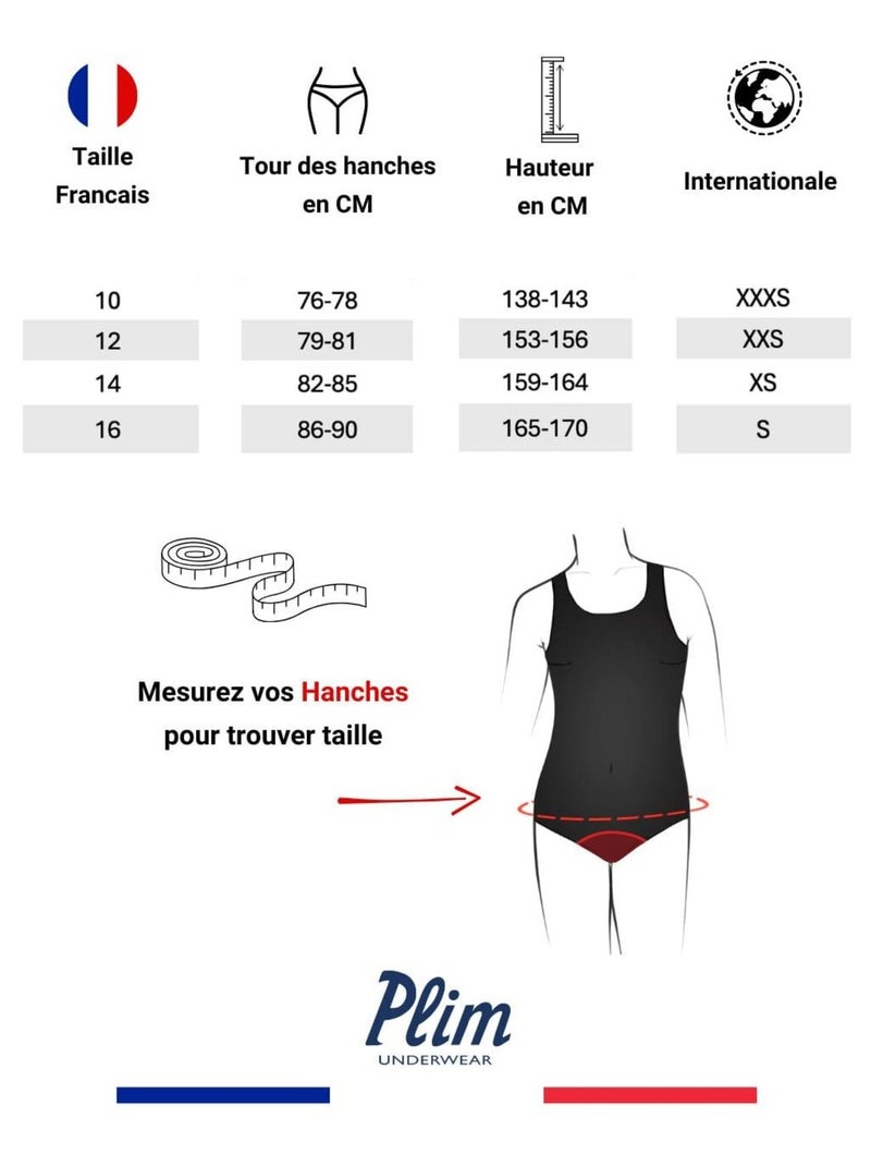 Maillot de bain menstruel 1 pièce Classique Ado - Flux Medium Noir - Kiabi