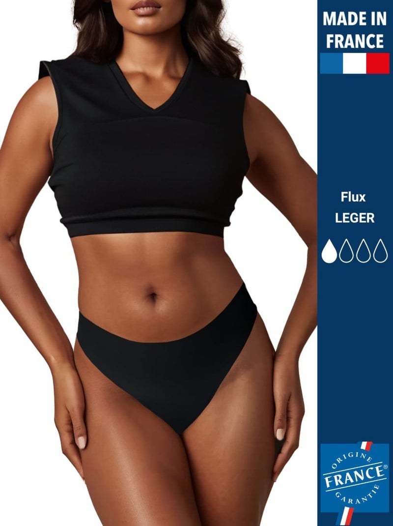 Maillot de bain menstruel Brésilien - Flux Léger Noir - Kiabi